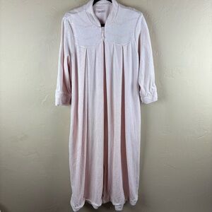 Vintage Cabernet Soft Pink Velour Housecoat Dressing Gown Robe Women’s large